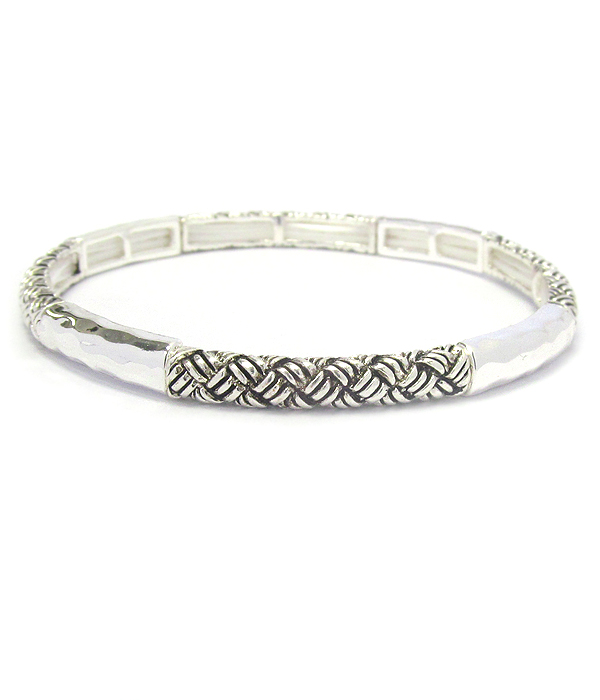 Textured metal stackable stretch bracelet