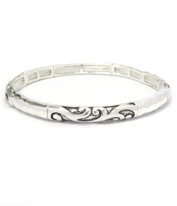 Textured metal stackable stretch bracelet