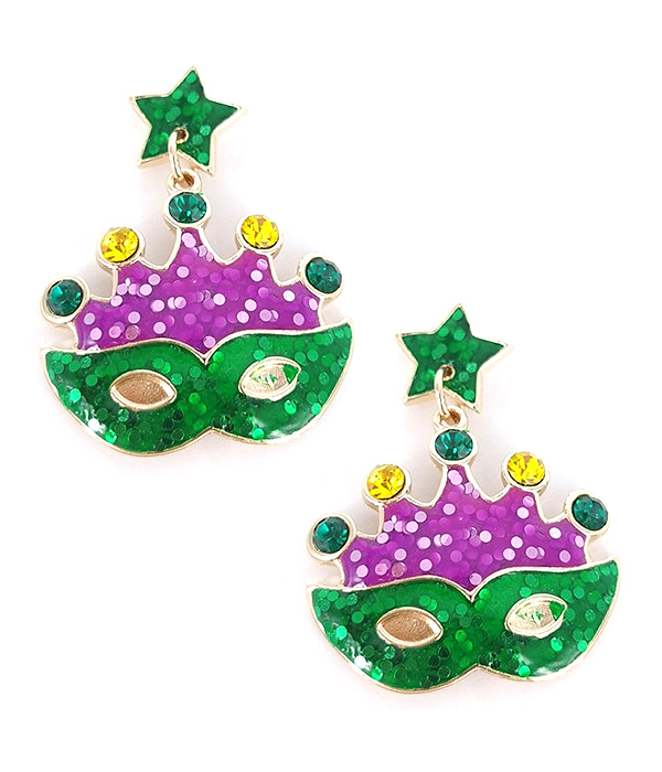 Mardi gras mask earring