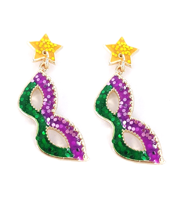 MARDI GRAS MASK EARRING