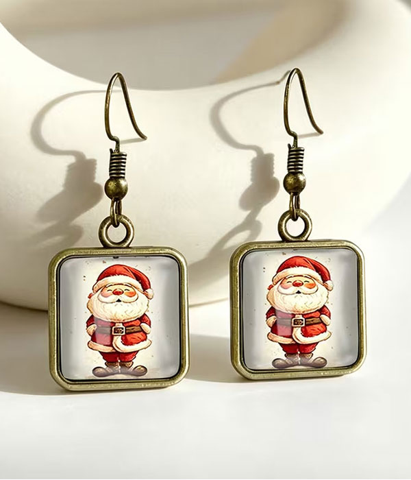 Christmas santa puffy glass earring