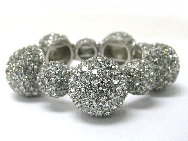 Crystal filled metal dome link stretch bracelet