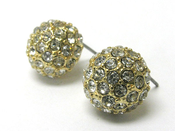 Crystal filled metal dome earring