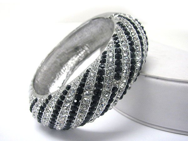 Luxury class crystal stud plain metal hinge bangle