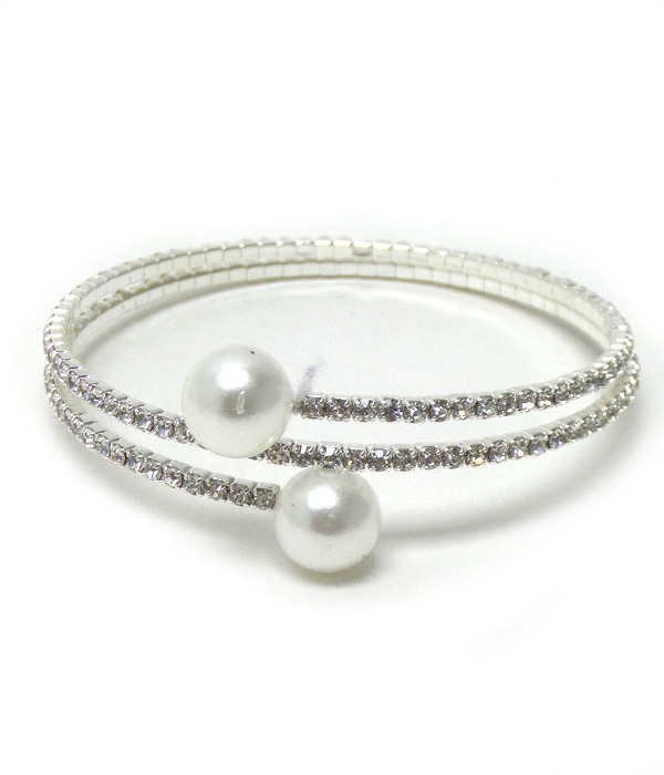 Flexible memory wire with stones and pear wrap around bracelet