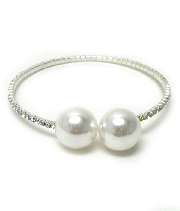 Flexible memory wire with stones and pear wrap around bracelet