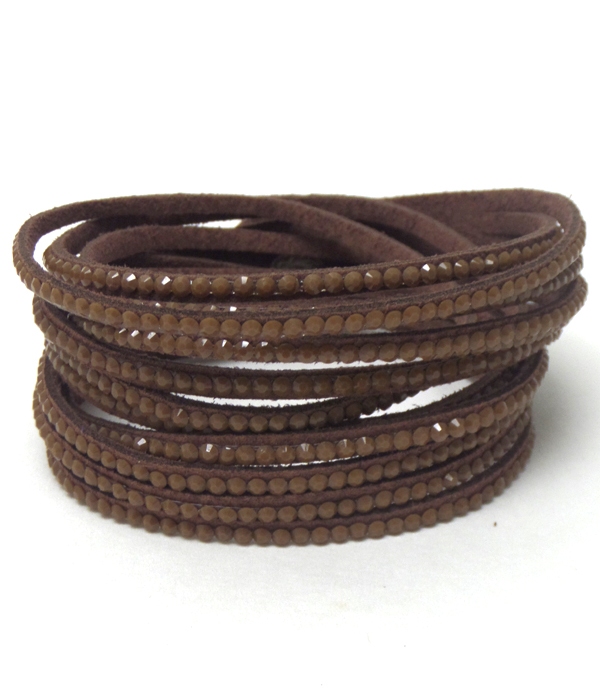 Layer small crystals button bracelet