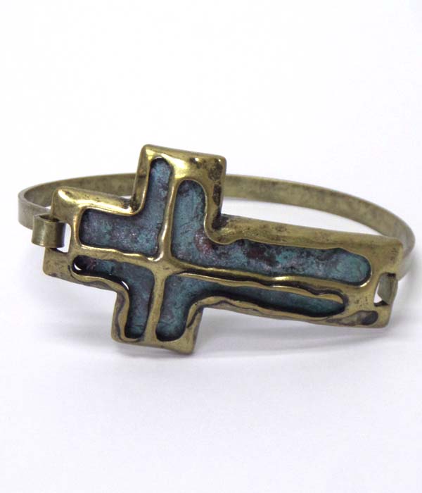 Rustic cross hook bracelet