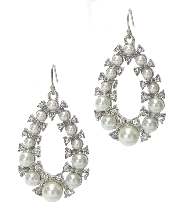 Crystal and pearl mix teardrop earring