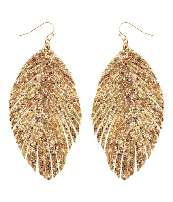 Faux leather glitter fringe earring