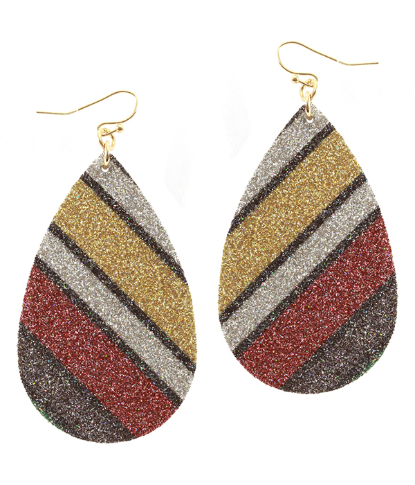 FAUX LEATHER GLITTER TEARDROP EARRING