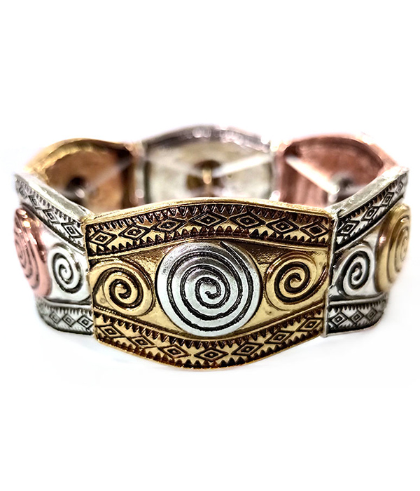 VINTAGE METAL SWIRL TEXTURED STRETCH BRACELET