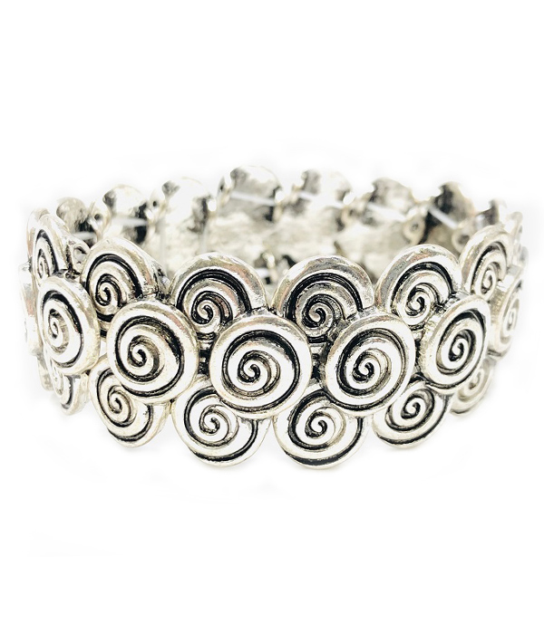 VINTAGE METAL SWIRL TEXTURED STRETCH BRACELET