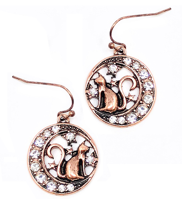 Pet lovers theme moon and cat earring