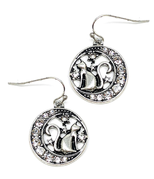 PET LOVERS THEME MOON AND CAT EARRING
