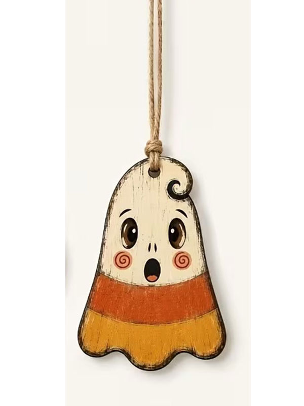 Halloween theme wood pendant ornament - ghost
