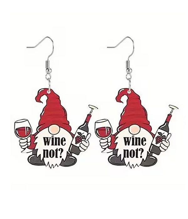 Christmas theme acrylic earring - wine