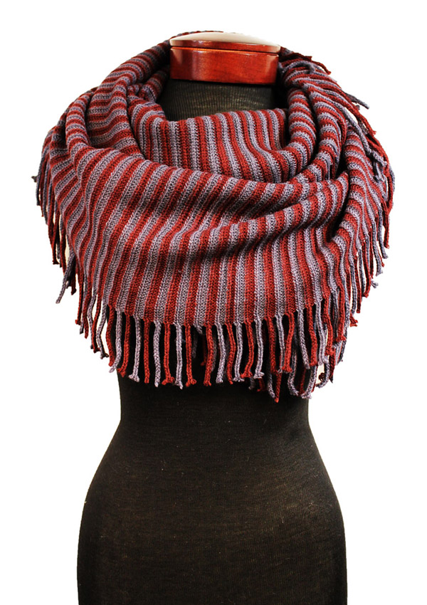 170g stripe fringe warmer scarf