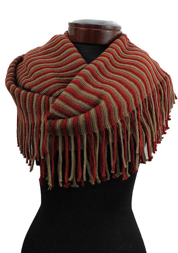 170g stripe fringe warmer scarf