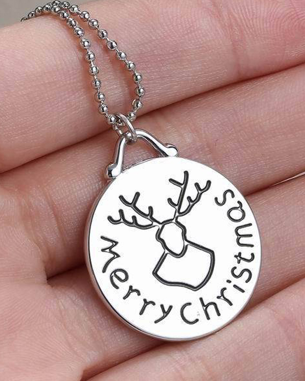 Merry christmas message pendant necklace- double side