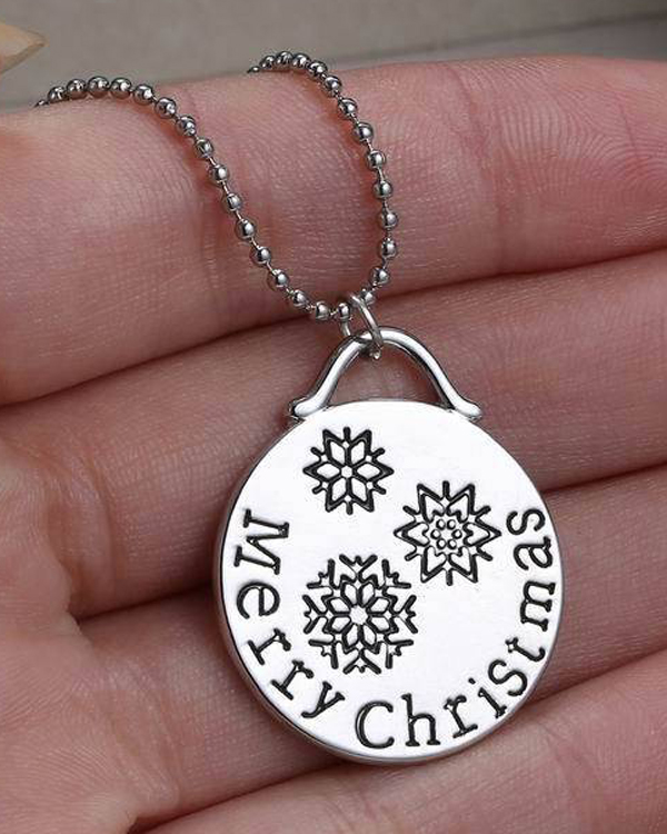 Merry christmas message pendant necklace- double side