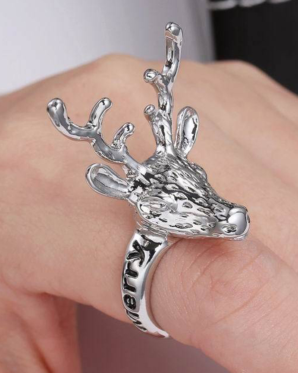 Merry christmas message and deer head ring