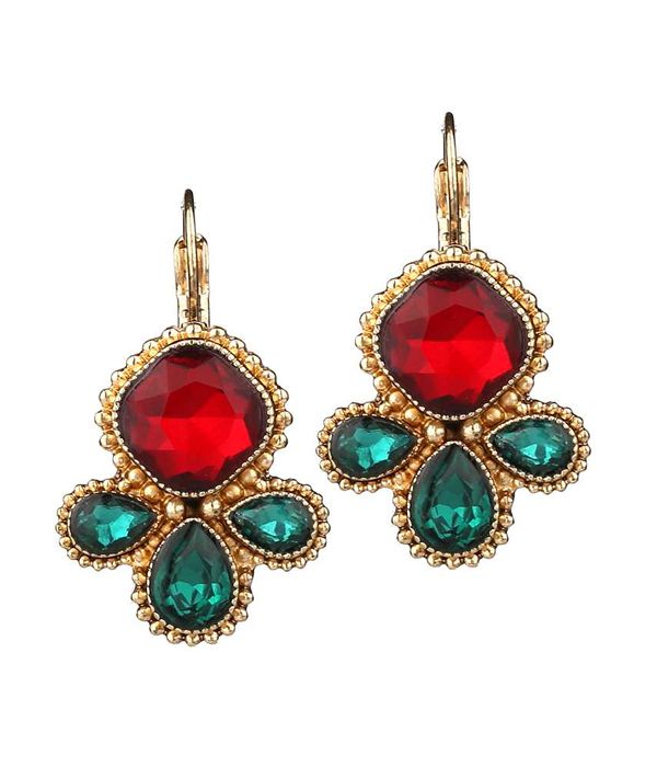 Facet stone mix earring