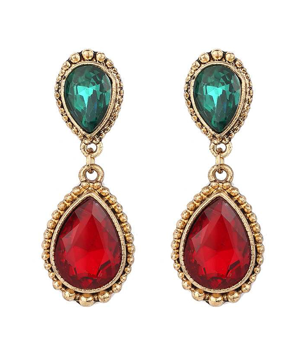 Facet stone teardrop earring