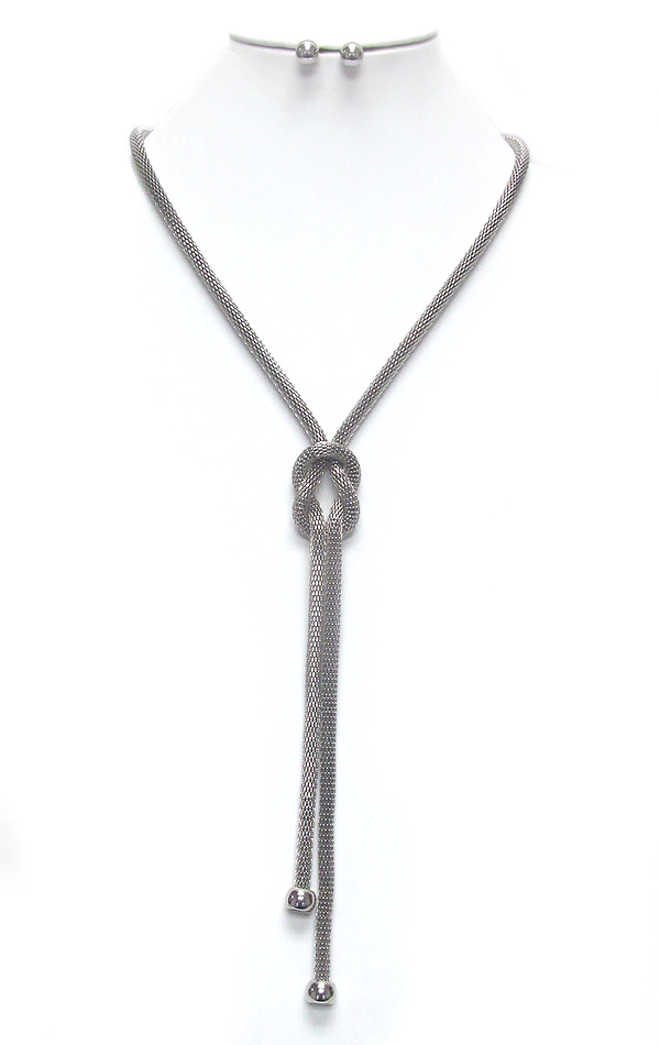 Knot long y shape long necklace set