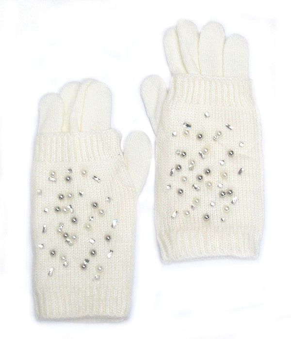 Crystal sprinkle double layer gloves