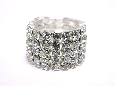 Five row rhinestone stretch ring