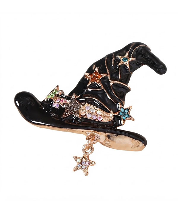 Halloween theme epoxy brooch - witch hat