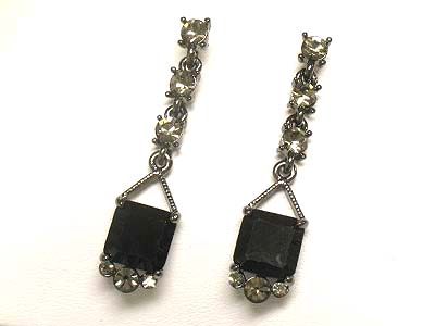 Noblesse crystal and square stone drop earring 
