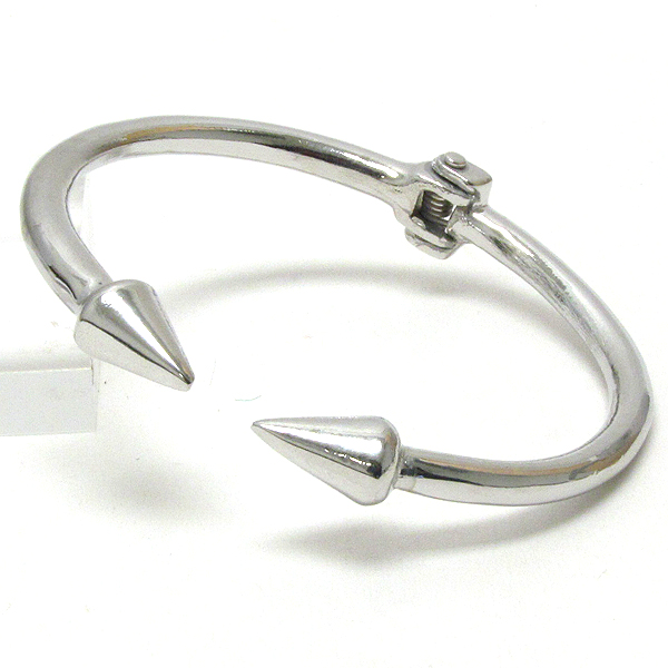 Metal spike tip hinge bangle bracelet