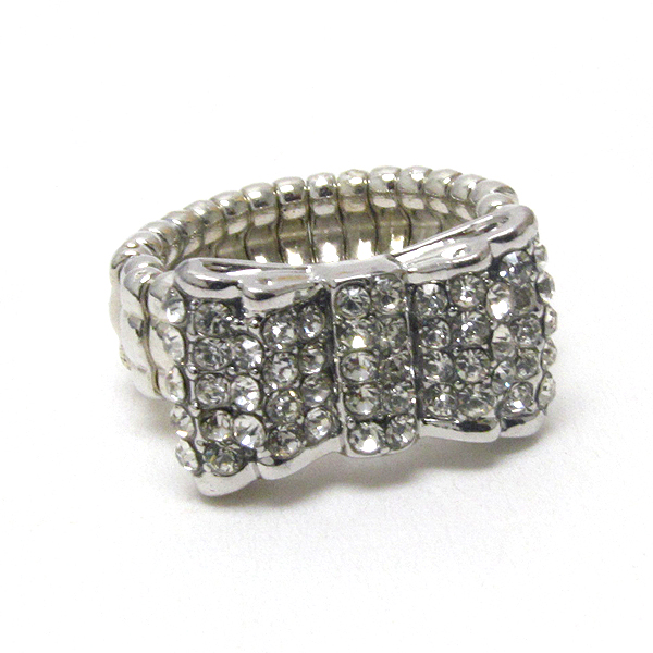 Crystal deco bow stretch ring