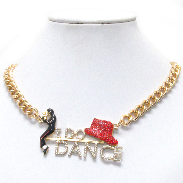 CRYSTAL AND EPOXY DECO I DO DANCE NECKLACE