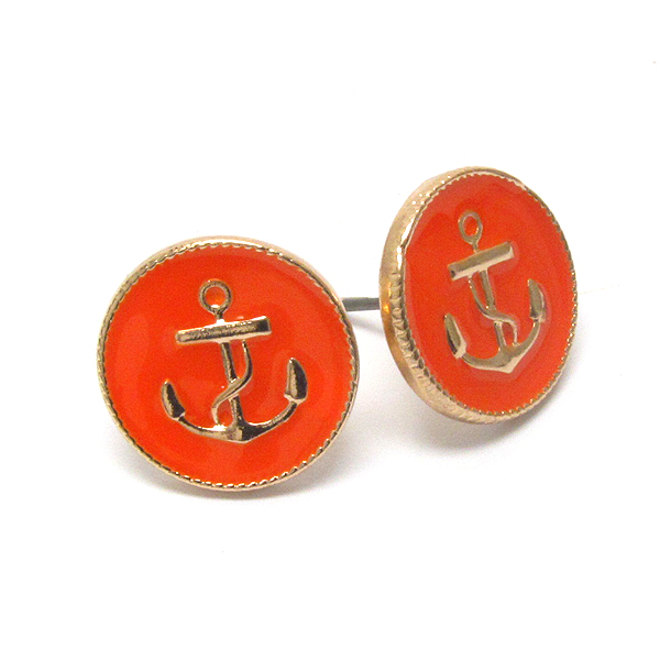 Premier electro plating epoxy deco anchor button earring