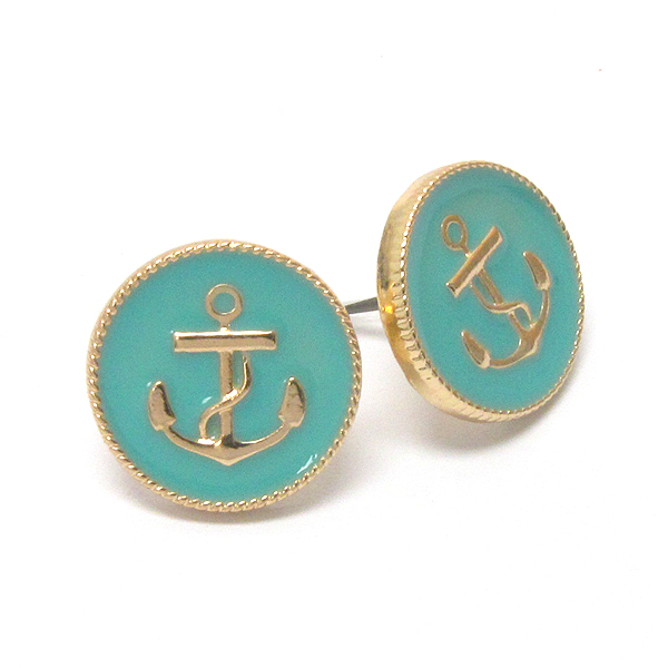 Premier electro plating epoxy deco anchor button earring