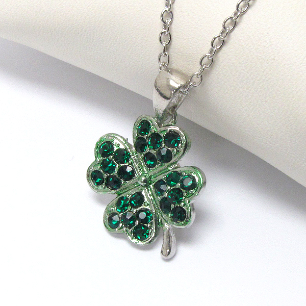 Premier electro plating crystal st. patrick clover pendant necklace