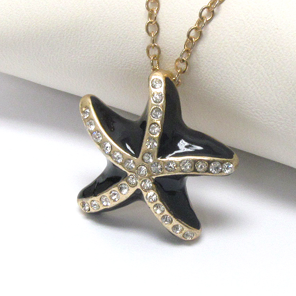 Premier electro plating crystal and epoxy deco starfish pendant necklace - sea life