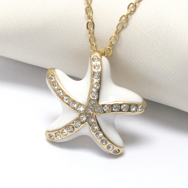 Premier electro plating crystal and epoxy deco starfish pendant necklace - sea life