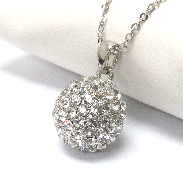Premier electro plating crystal fireball pendant necklace