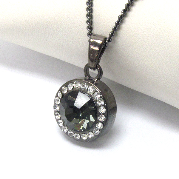 Premier electro plating crystal and facet glass center pendant necklace