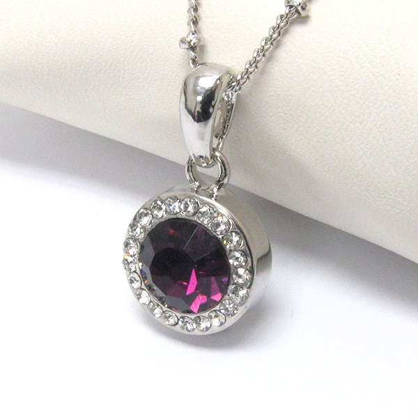 Premier electro plating crystal and facet glass center pendant necklace