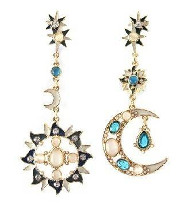 Crystal and epoxy sun and moon earring