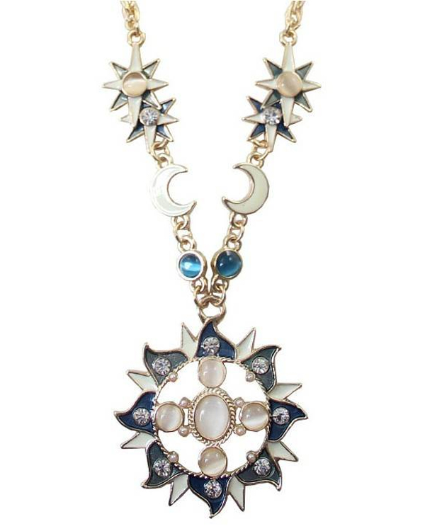 Crystal and epoxy sun pendant necklace