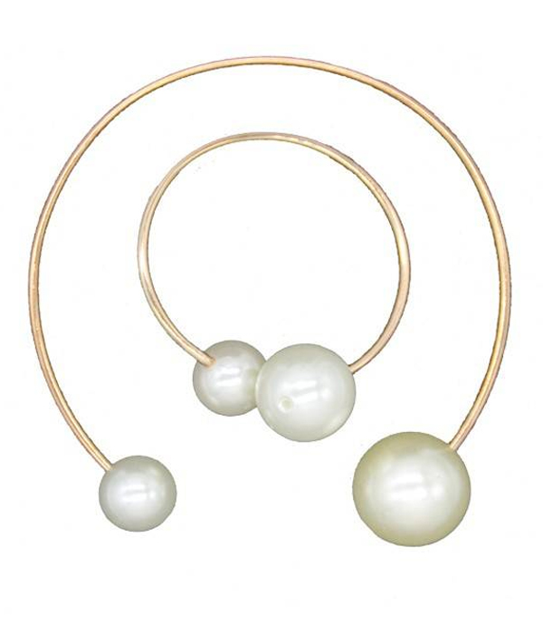 Pearl wire choker necklace and bracelet set