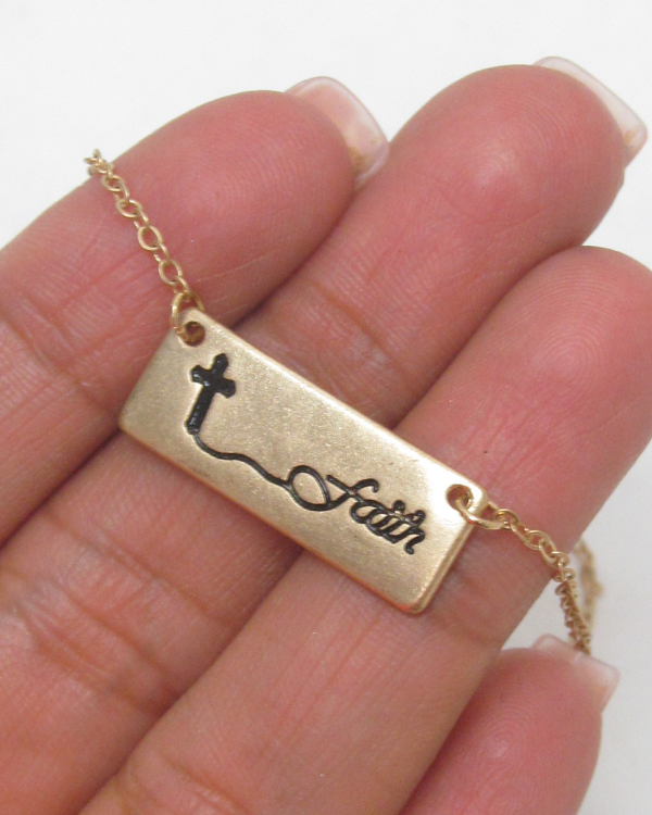 Faith plate pendant necklace