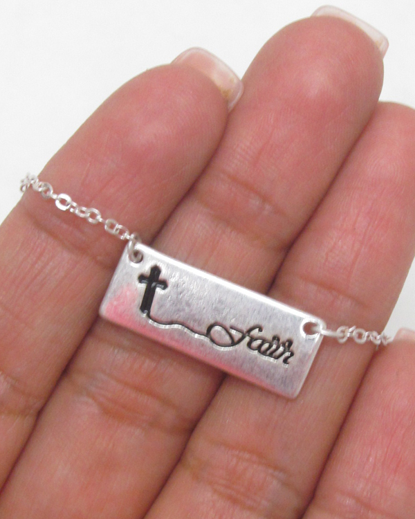 Faith plate pendant necklace