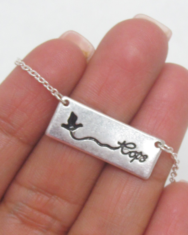 Hope plate pendant necklace